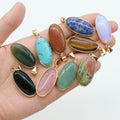 15x30mm Natural Turquoise Stone Agates Cute Oval Shape Pendant Necklace Gemstone Pendant Crystal Stone