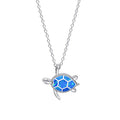 Creative Sea Turtle Pendant Ocean Sapphire Sterling Silver Necklace