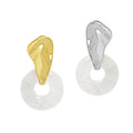 Wuqie 2022 New Design 925 Silver Irregular Gold Plated Circle Dangle Earring White Crystal Round Drop Earring for Women