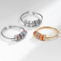 Daidan Rings Gold Plated Sterling Silver Colored White 5 Beads Zircon Fidget Rings for Anxiety