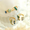 OEM Customizable French Enamel Open Ring Fashionable Stainless Steel Jewelry with Gold Plating Personalities Oil Dripping Ring