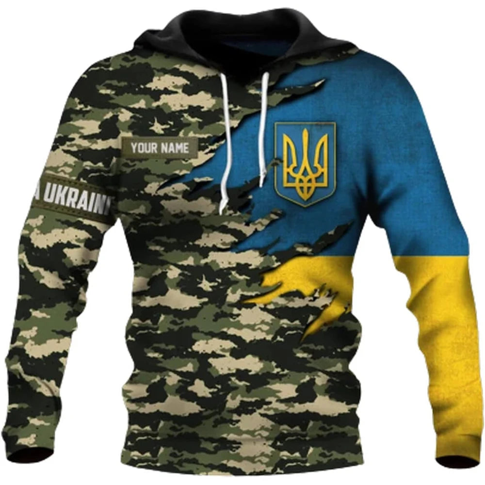 Fitspi Wholesale Custom Country Ukraine Camouflage 3d All Over Printed Hoodie Pullover Sweatshirt