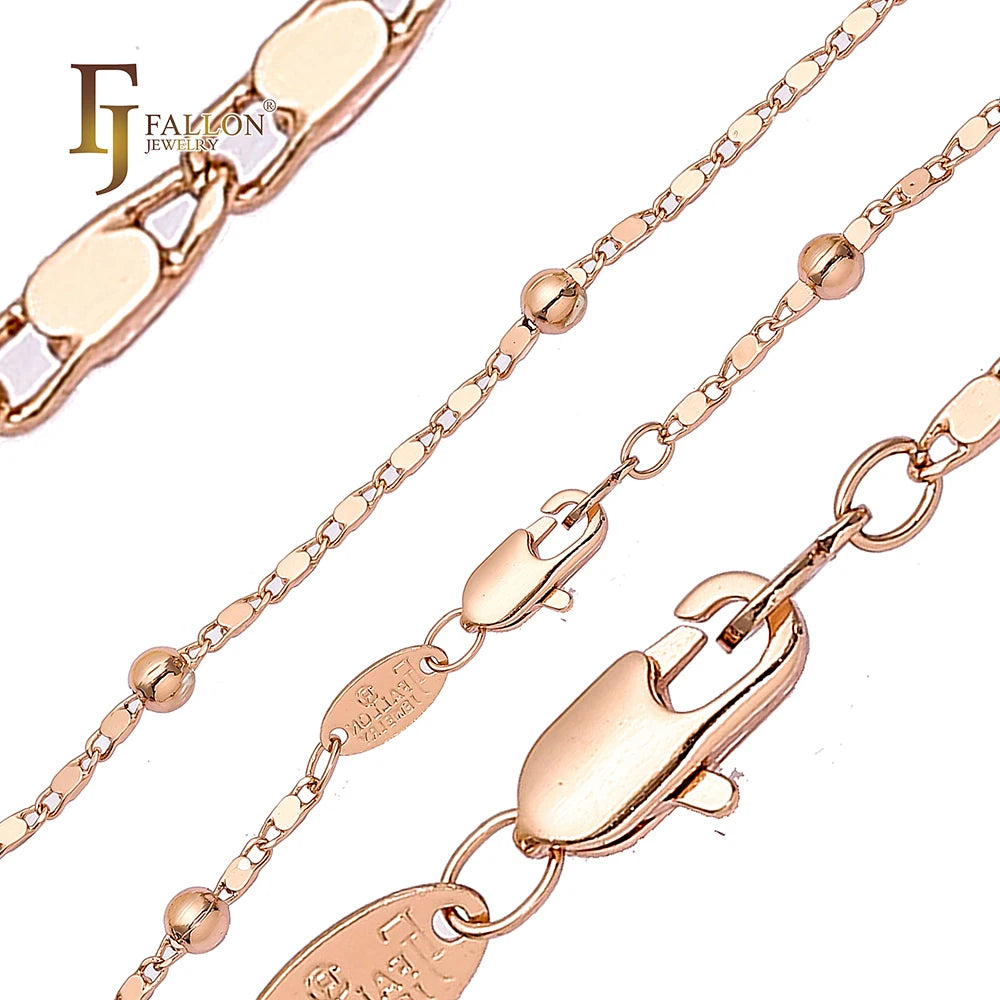 3.5mm FJ Fallon Fashion Jewelry Beads Snail Link Chain Plated in Rose Gold Brass Based