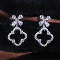 SU207 Abiding 9K 10K 14K 18K Pure Gold Jewelry Detachable 3 Usage Clover Designs Cluster Natural Diamond Stud Drop Earrings