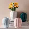 Under Glazed Ceramic Art Deco Round Colorful Smooth 25cm Height Tabletop Flower Vase for Home and Wedding Decor