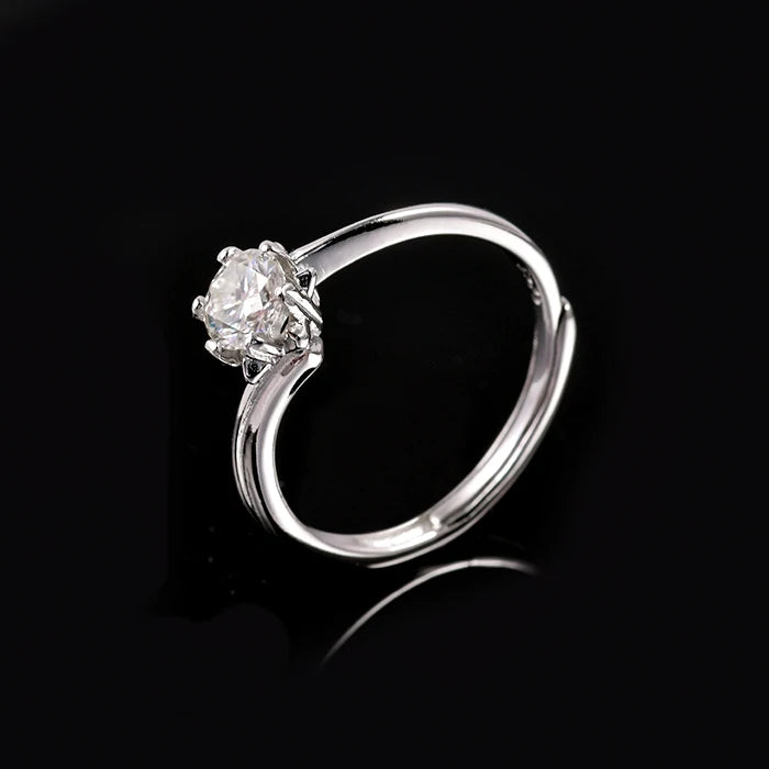 Wholesale Price Personal Customize Round Cut D Color VVS Moissanite S925 Sterling Silver Solitaire Engagement Ring Wedding Rings