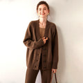 Women's Cashmere Cardigan 2024 Open Front Oversized Button Cashmere Wool Sweaters V Neck Loose Cashmere Cardigans