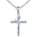 Wholesale Baptism Gifts 925 Silver Rose Cross Necklace
