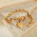 Wholesale 18K Gold Plated Toggle Clasp CZ Zircon Heart Charm Bracelet for Women Fashion Chain & Link Jewelry  Stainless Steel