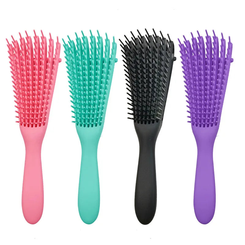Long Thick Rubber Handle Adjustable Plastic Vent Brush Afro Detangling Hair Brush for Curly Natural Hair