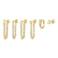 Trendy 6pcs Floral Design Tassel Earrings Set S925 Silver 5A Zircon 18K Gold Plated Feminine Jewelry