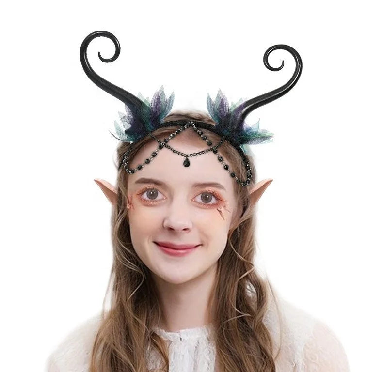 Mori Fantasy COSPLAY Hair Accessories Cross Border Antenna Headband with Flower Fairy Design for Party Decorations