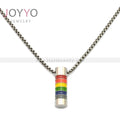 Trendy Punk Stainless Steel Cylindrical Rainbow Pendants Cute Steel Charms and Pendants Men's Silver Plated Party & Gift