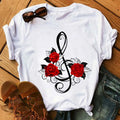Custom logo Women's Top Rose Print Butterfly T-shirt Loose Breathable Short Sleeves Tops White Blank Tee Oversized Clothes