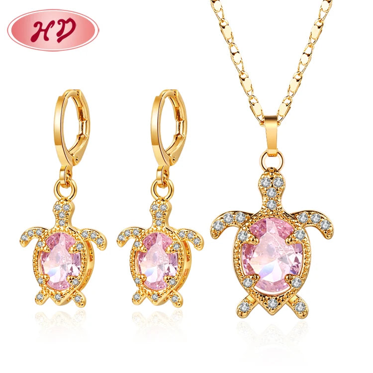 HD Good Sale Fashion Design 18k Gold Plated Cheap Lovely Turtle Gold Jewelry Sets for Girls