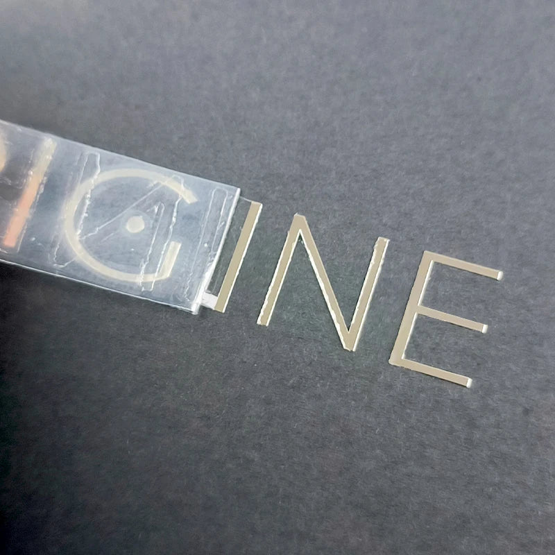 Low MOQ 3D Silver Metal Letter Sticker Self-Adhesive Thin Brand Logo for Box Packaging for Toothpaste Skin Care Made of Vinyl