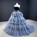 Luxury Gorgeous Ocean Blue Cascading Tulle Net Ruffle Cake Dress Fancy Mesh Net Lace Fabric