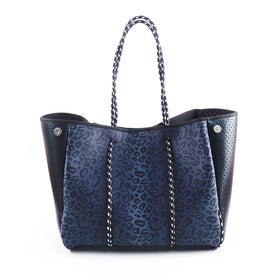 Wholesale Leopard Print Neoprene Fashion Customized Beach Handbag Tie Dye Waterproof Neoprene Beach Tote Bag