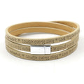 Printed Lettering Embossed LOGO Multi-layer PU Leather Wrap Bracelet