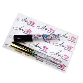 Custom Printed Clear PET Vinyl Lipstick Gloss & Shampoo Tube Stickers Private Labels for Cosmetics Perfume & Lotion