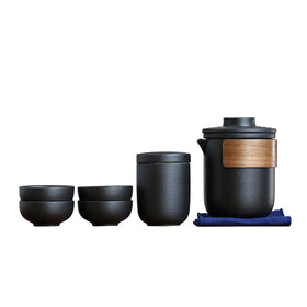 Chinese Luxury Mini Portable Travel Gongfu Porcelain Tea Pot Eco-Friendly Tea Set Infuser One Teapot Four Cups Home Office