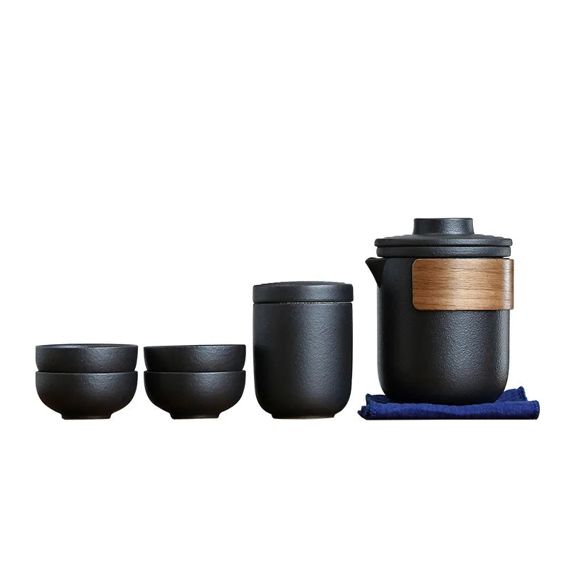 Chinese Luxury Mini Portable Travel Gongfu Porcelain Tea Pot Eco-Friendly Tea Set Infuser One Teapot Four Cups Home Office