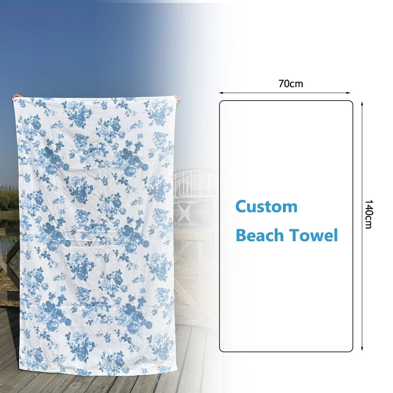 Custom Outdoor Printing Woven Towel Eco Friendly Summer Large Cotton Beach Towel