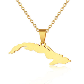 Wholesale Cuba Map Chain Necklaces Stainless Steel Silver 18K Gold Plated Cuba Flag Map Pendant Necklace