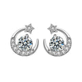 Trendy 0.5ct Moissanite Star Moon Earrings for Women 925 Sterling Silver Plated White Gold Moissanite Stud Earrings Gift