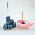 Huiying Best Price Blue Spot Stone Gemstone Cube Shape Incense Stick Holder