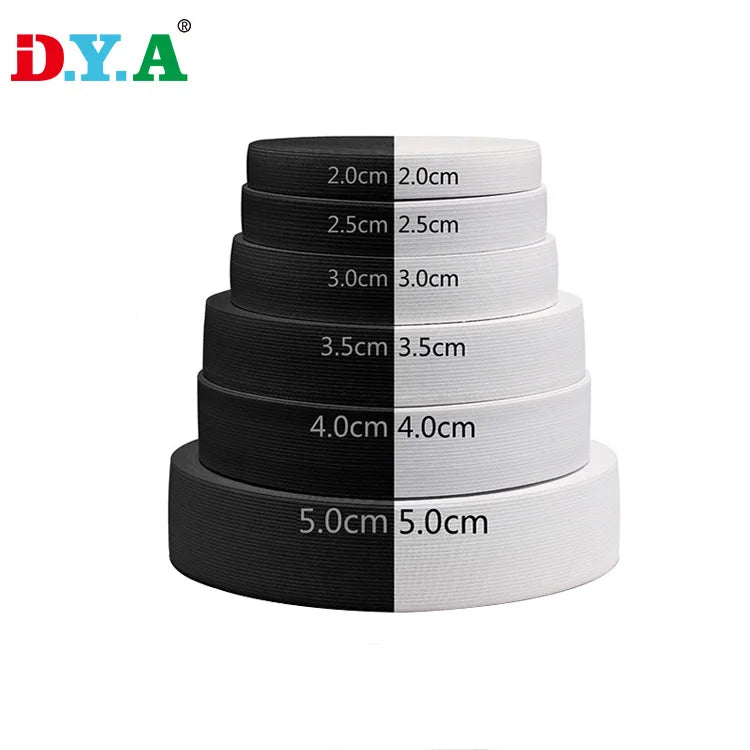 Stock Multi Width Black White Polyester 10-80mm Knitted Elastic Band for Garment Waistband  Home Textile