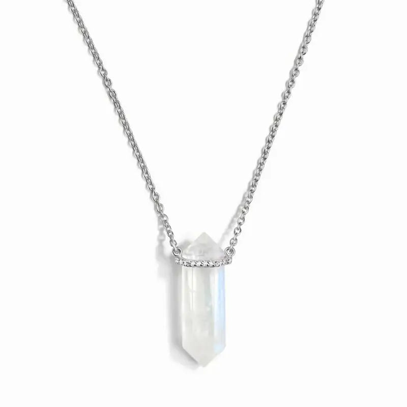 S925 Sterling Silver Pendant Necklace Moonstone Water-wave Chain Heart Style Rose Gold/Rhodium Plated Women's Unisex Everyday