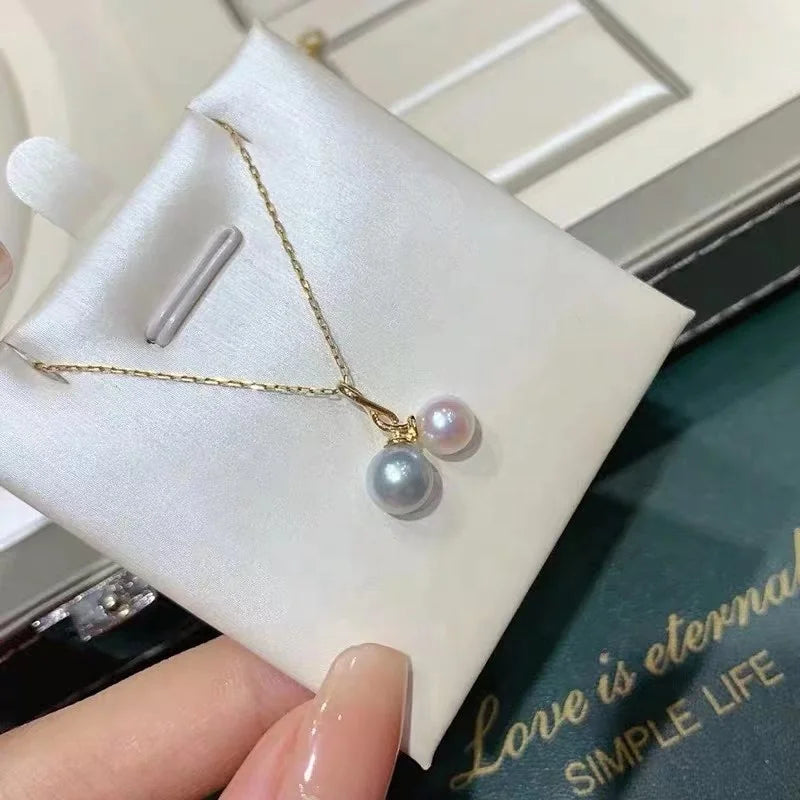 P712 8-9mm DIY Natural  Freshwater Pearl Charm Pendant Necklace Accessory 925 Sterling Silver Jewelry for Women Without Chain