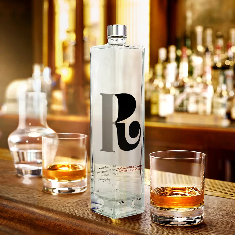 Clear Square Glass Wine Bottles 500ml/700ml/750ml Screw Cap for Whiskey Tequila Vodka Liquor