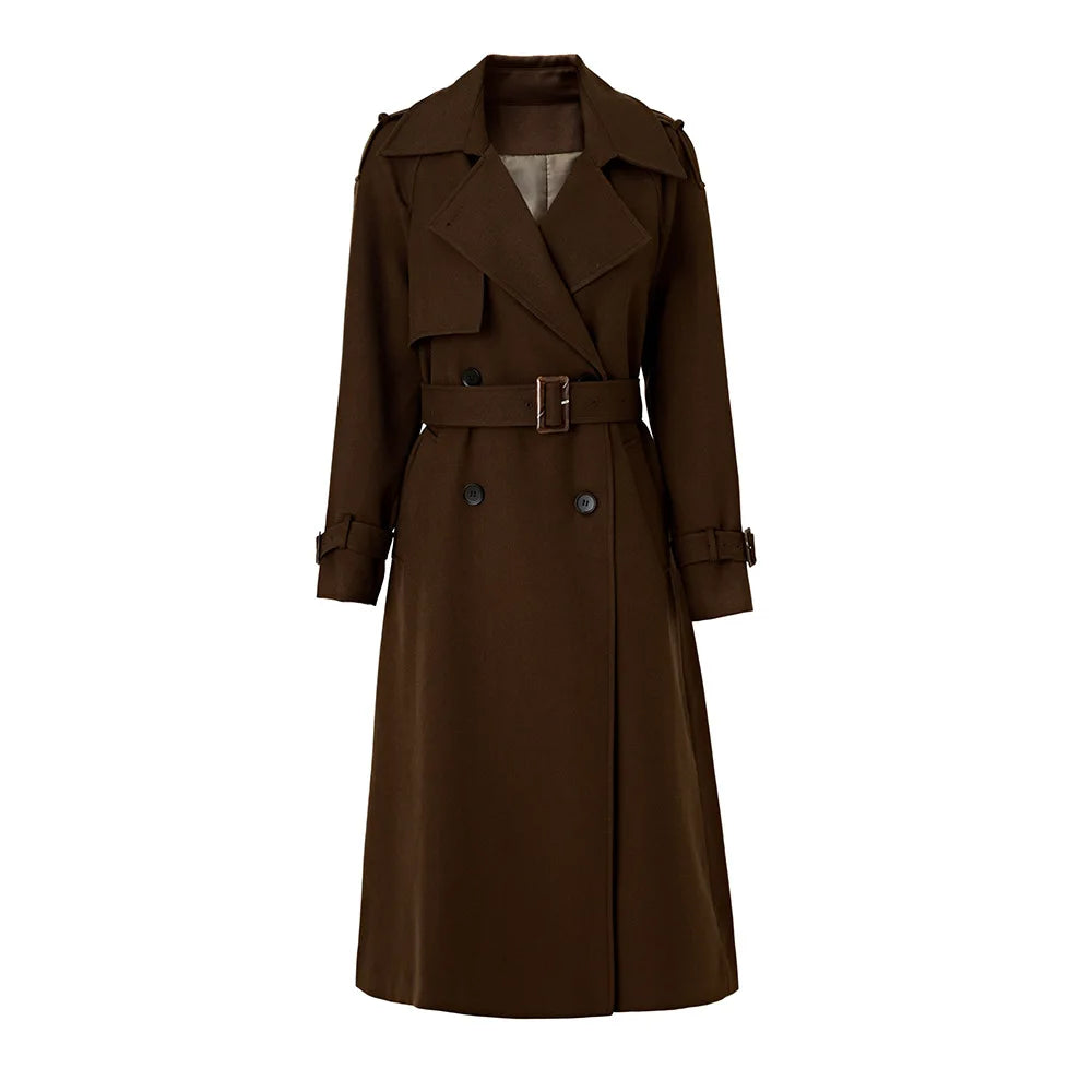 2026 Bettergirl Autumn and Winter Ladies Fashion Simple Belt Coat High Quality Long Trench Coat