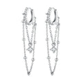 925 Sterling Silver Double-Layer Long Tassel Drop Earrings with Zircon Pendant Exquisite Women's Jewelry Gift-BSE789