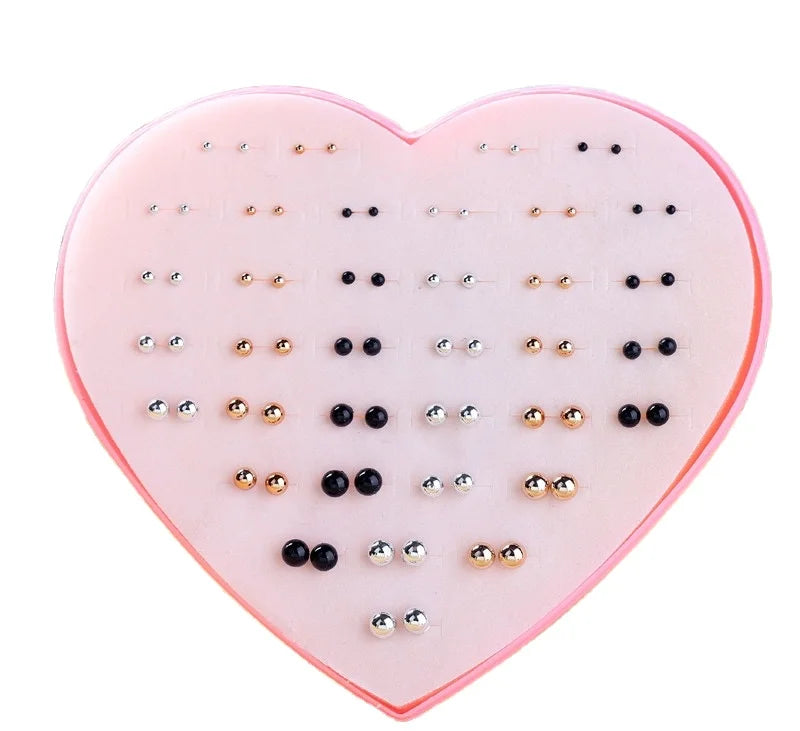 36 Pairs Gold Silver Anti-allergic Plastic Needle Ear Studs Cross Triangle Rose Gold Stud Earrings Gold Plated Earrings
