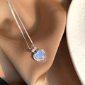 The Luna Heart Dainty Natural Moonstone Necklace 925 Sterling Silver Minimalist Everyday Jewelry
