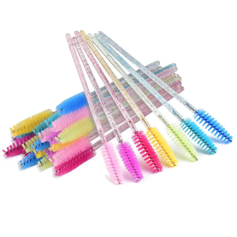 Private Label 100pcs/bag Retractable Eyelash Brush Glitter Colorful Mascara Makeup Tool Disposable Eyelash Extension Brush