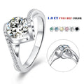 Romantic Love 925 Sterling Silver Ring 1.0CT Moissanite Diamond Main Stone CZ Side Stone Tension Setting Fashion Ring