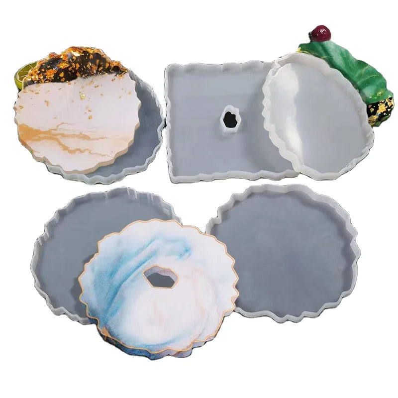 DIY Moldes De Silicona Para Resina Irregular Silicone Coaster Molds for Resin Casting Coaster Epoxy Resin Silicone Mold