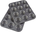 Non Stick 6 and 12 Cup Round Large Muffin Pan Cake Pans for Baking