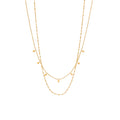 18K Gold Plated Layer Necklace Stainless Steel Double Layered Tassel Sequined Bead Chain Necklace