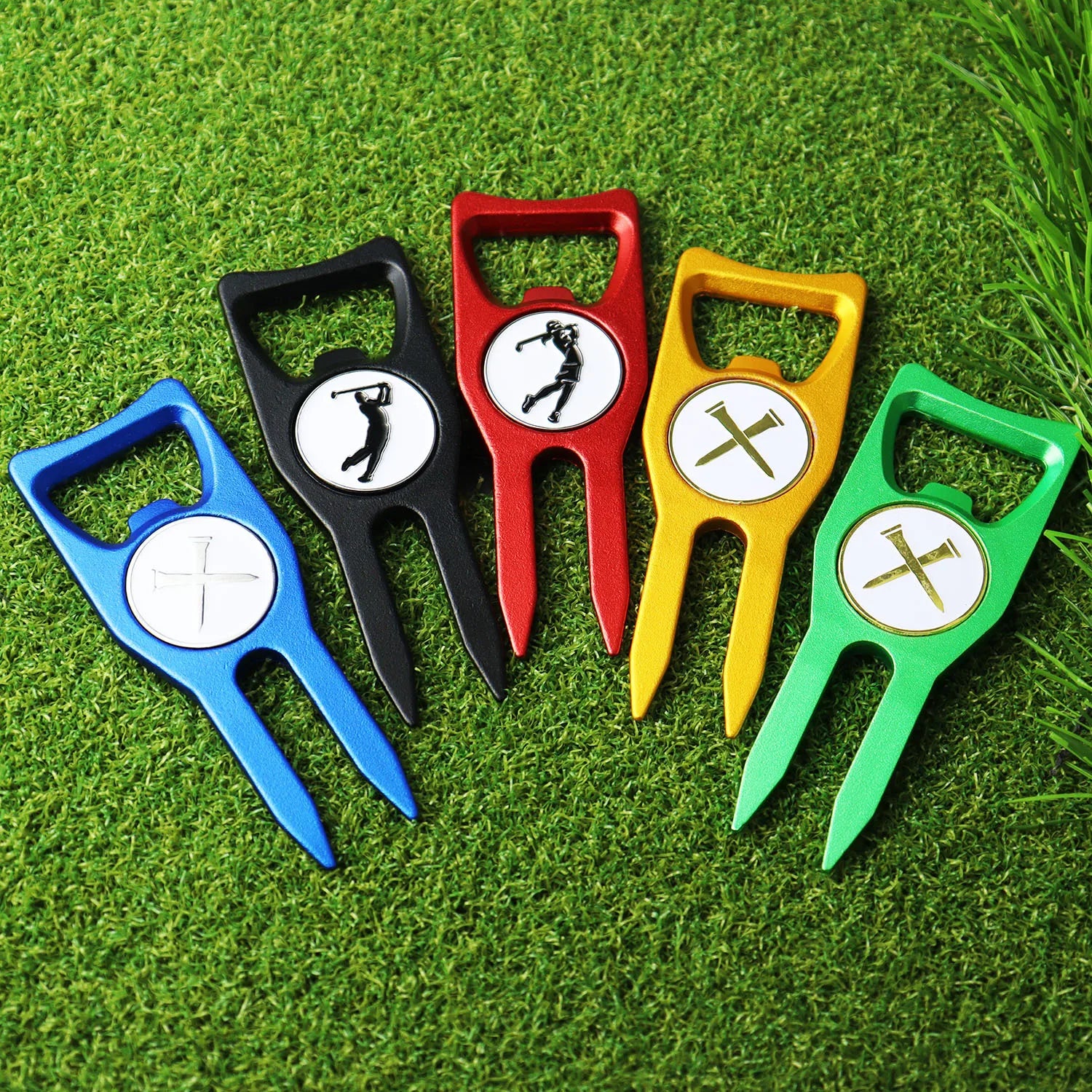 Multi-Function Metal Golf Divot Repair Tool with OEM Ball Marker & Bottle Opener Essential Golf Products
