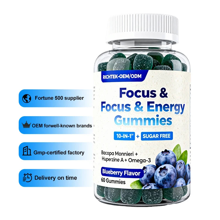 Best Selling Products 2024 Private Label Chewable Gummy Candy Alpha Brain Nootropic Focus Cognition Memo Nootropic Gummies