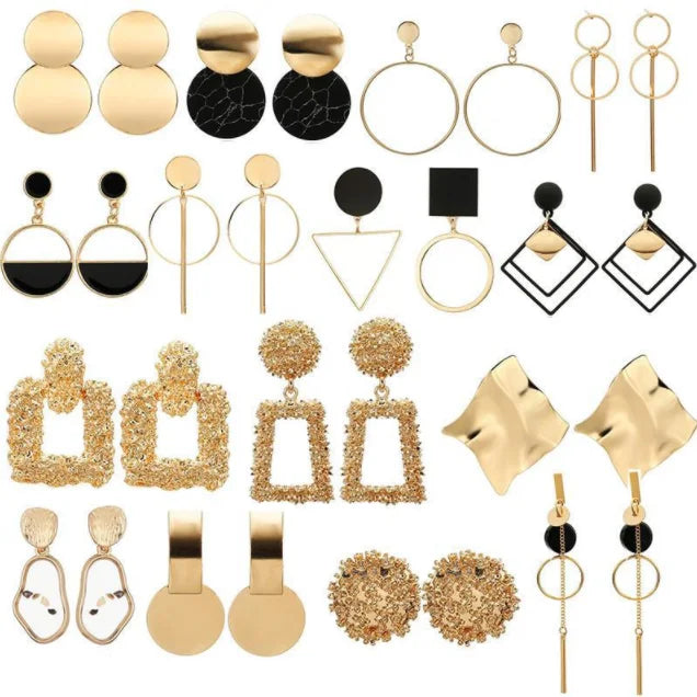 Wholesale Geometry Circle Bling Fashion Earring Bohemian Hanging Drop Square Round Jewelry Stud Earring
