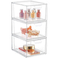 Stackable Clear Acrylic Makeup Organizer Pull-Out Storage Drawer Handles Vanity Sink Kitchen Cabinets Pantry Square Shape Box