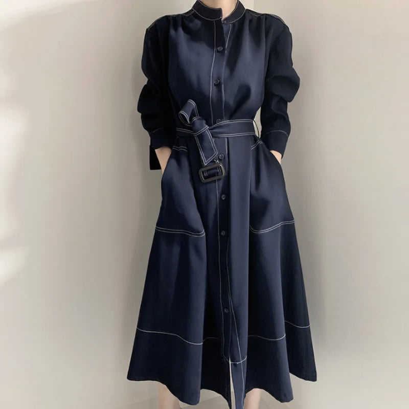Wholesale 2026 Spring and Autumn Women's Korean Elegant Temperament Dress Women Loose Long Sleeves Long A-line Dress