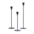 Hot Sale New European Style Pure Black Smooth Round Bottom Metal Candlestick Holder Home Decoration