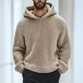 ODM OEM Factory Custom Men's Hooded Knitwear Jumper Oversized Classic Men Cotton Chunky Knitted Sweater With Hood